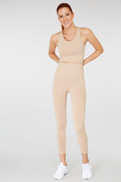 Jerf Luz Sıkılaştırıcı & Kaplı Spor Sütyeni Bej