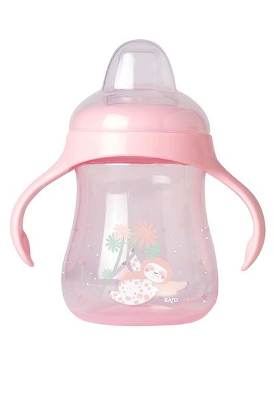 saro Slow Flow Non-Drip Drinking Cup with Handle Pink