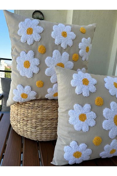 punchatolyem Stone Color Panch Punch Daisy Model Handmade - 100% Handmade Set of 2