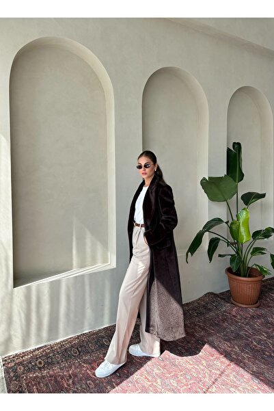 Laluvia Παλτό καφέ με υφή κασμίρ - Τσέπες, Μοντέλο 54446