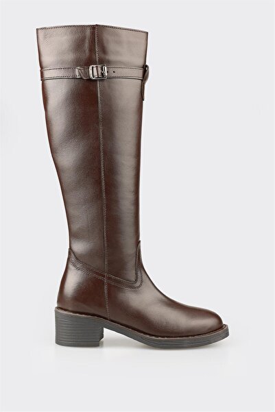 Elle Shoes Kahve Deri Kadın Çizme
