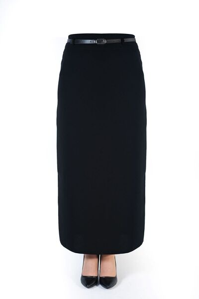 IMREGYM Kadın Tesettür Kapalı Yırtmaçlı Uzun Düz Siyah Kalem Etek Kemersiz