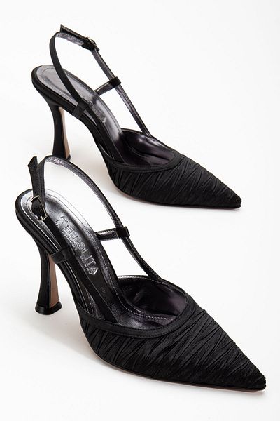 ELLOLİTA LUXURY SHOES Open Back Satin Special Design Stiletto