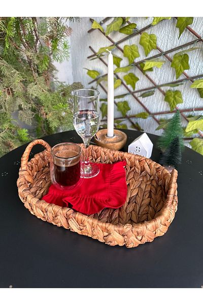Decamor home 4-Piece Red Linen - Frilly Presentation Napkin