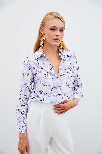 Sateen Cămașă cu modele Boucle