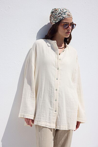 Manuka Ekrü színű, széles ujjú muszlin ing