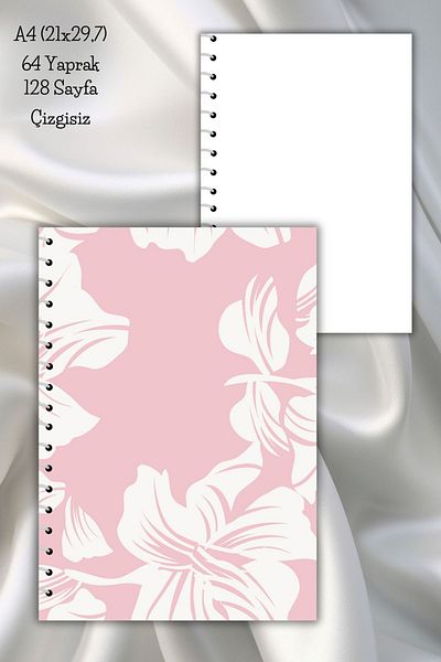 daily notebook دفتر ملاحظات غير مسطر مقاس A4 |   غطاء PVC |   128 صفحة |   80 جرام ورق عالي الجودة |   مفكرة (21×29,7 سم)