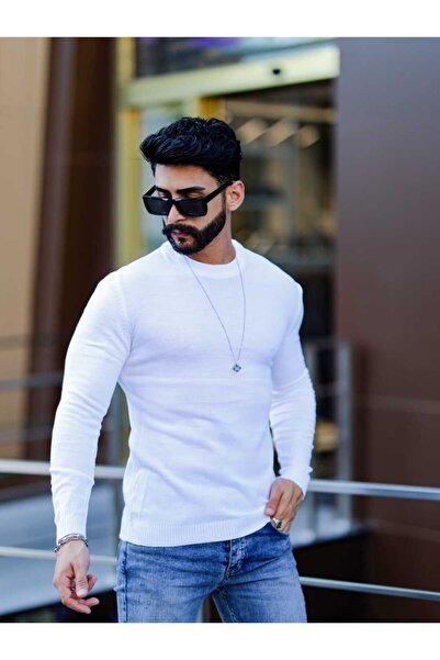 DEFES Men's Knitwear Sweater - Regular Fit, Crew Neck, Long Sleeve, Soft