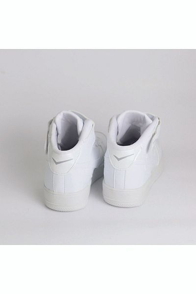 Lambırlent Pantofi sport unisex, albi, cu talie înaltă, cu velcro