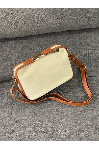 Moda azza Canvas Shoulder Bag with Lock Detail