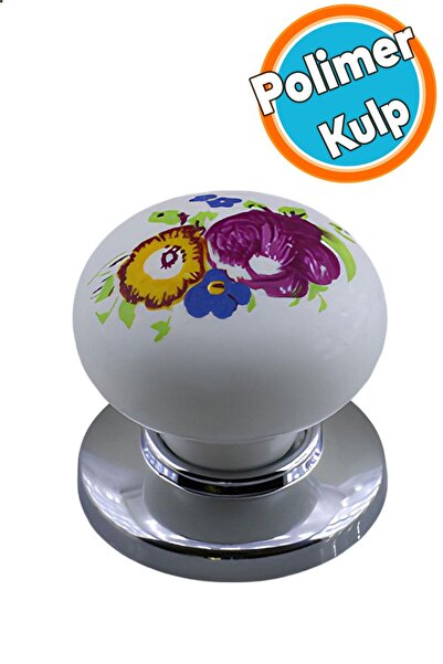 NZB Düğme Kulp Çiçek Desenli Krom Tablalı Polimer Dolap Mobilya Mutfak Dolabı...