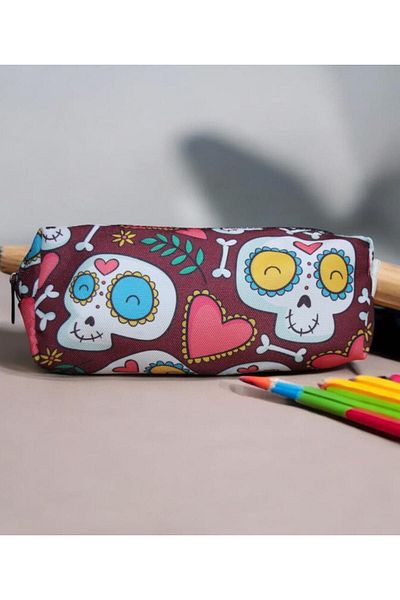 Nostaljik Lezzetler Halloween Themed Sweet Pen Holder - School and Makeup Bag Skull
