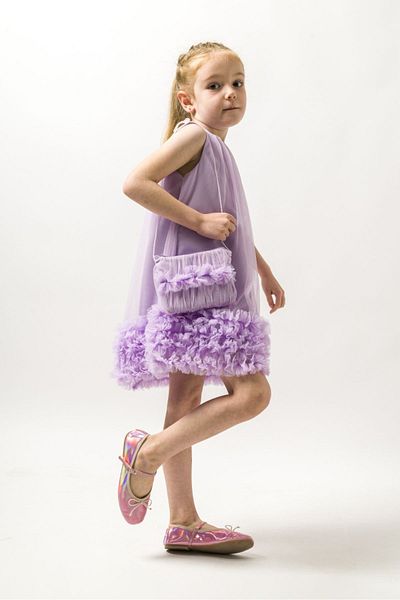 Little Pumpkin Girl's Ruffled Tulle Birthday Dress - Special Occasion Dress with Bag