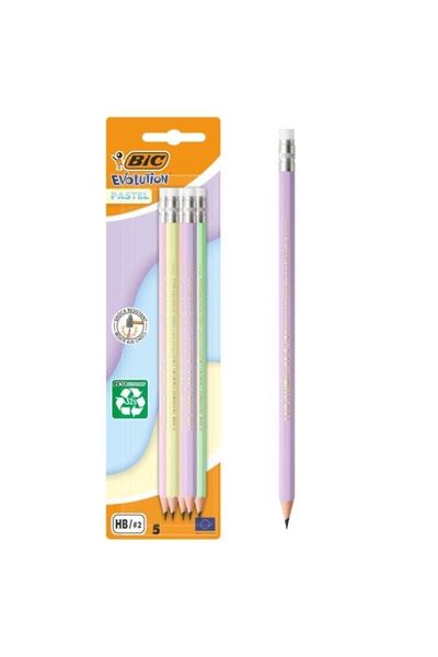 Bic BİC 518986 EVOLUTION PASTEL SİLGİLİ KURŞUN KALEM 5'Lİ BLİSTER