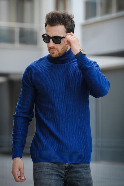 Oksit Seka 500 Ανδρικό Slim Fit Full Fisherman Πουλόβερ - Κυψελοειδή πλεκτό