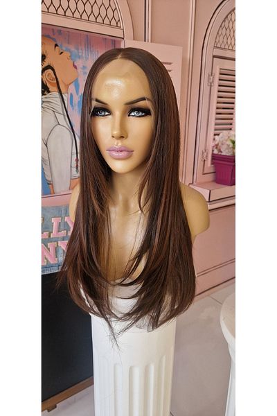 LOLLY PONY 60 cm Korea Fiber Synthetic Front Tulle Wig - Straight Dark Auburn