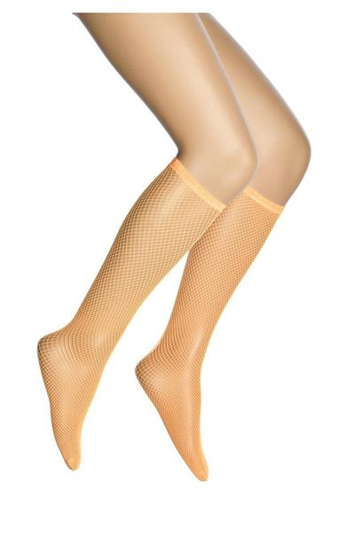 Dore Knee-Length Orange Mesh Socks
