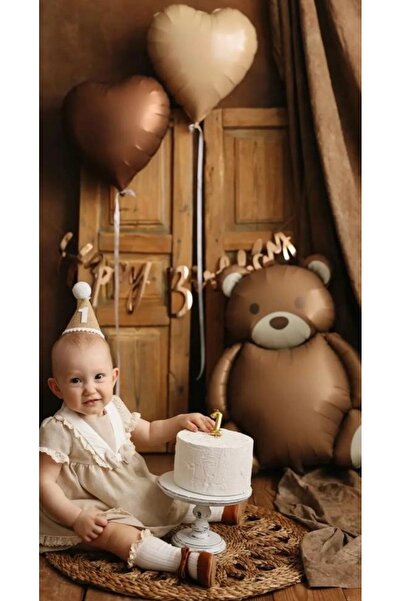 Çemrek Süs Parti Balon din folie de urs maro și inimă Rose Happy Birthday Con...