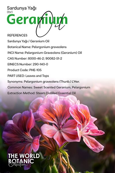 Oleora Sardunya (ITIR YAĞI) Yağı, Saf Seyreltilmemiş, Uçucu Yağ. (GERANİUM OİL) Undiluted, Pure 250 ml