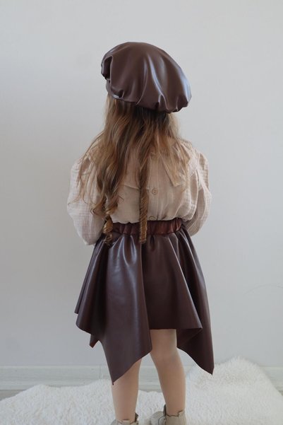 Süslüm Kids Leather Skirt Shirt Dress 2024