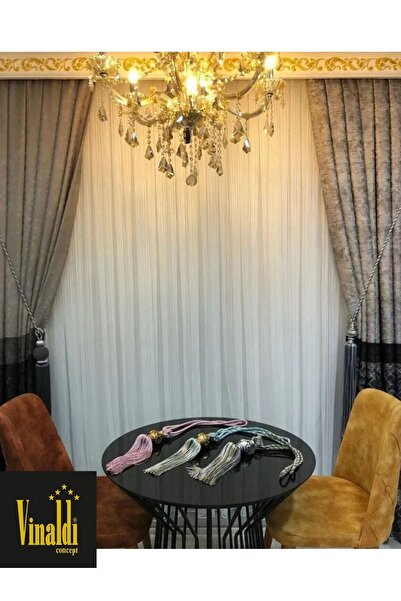 Vinaldi Rüyaper New Season Suitable for Any Room Chain Striped Heavyweight Tulle Curtain Ironing Not Asked Frequently Pleated