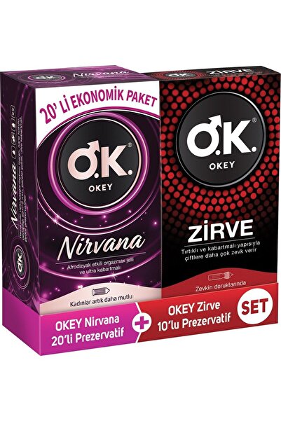 Okey Nirvana 20'li Prezervatif + Okey Zirve 10'lu Prezervatif