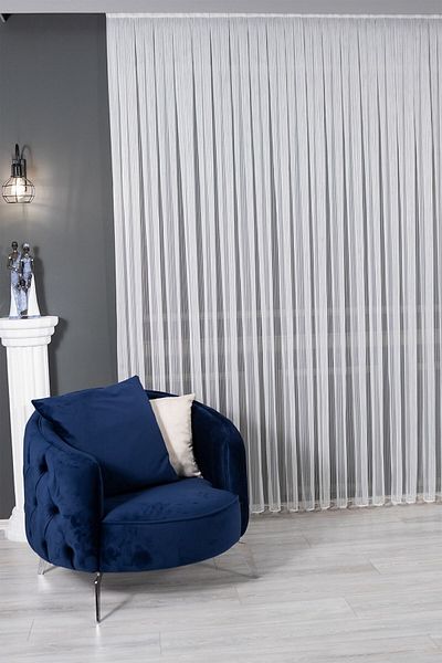 Taç Striped Chain Tulle Curtain - 1/2,5 Pleat