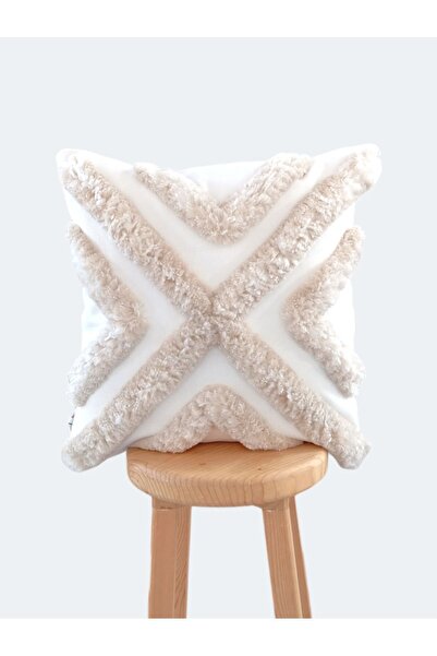 HOME ART ATELIER hand made غطاء وسادة من قماش بانش تافيت - قماش أبيض مكسور - ...