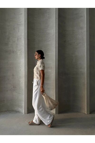 burçin Taş Renk Dantel Gömlek