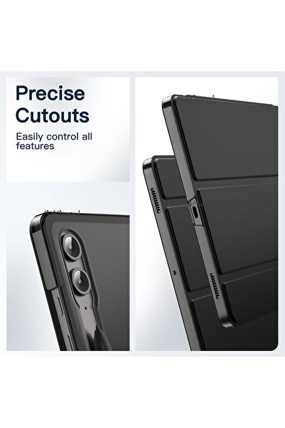 m.tk moveteck Galaxy Tab S9 Fe Plus 12.4" Uyumlu Smart Uyku Modlu Standlı Arkası Şeffaf Kapaklı X610 (UYUMLU)