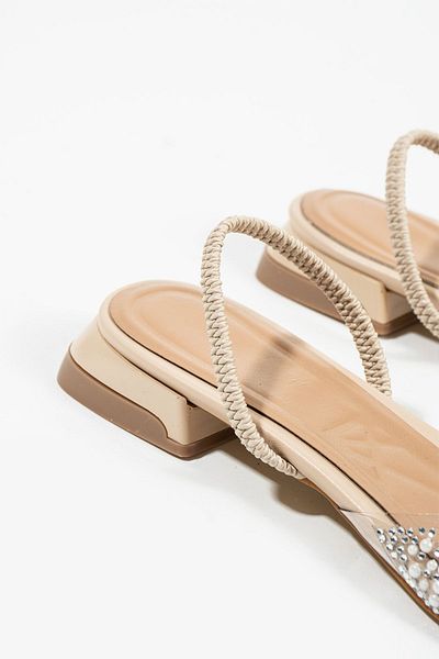 DUXAL SHOES Pantofi cu toc cu spatele deschis cu detalii Bella Pearl - Balerini