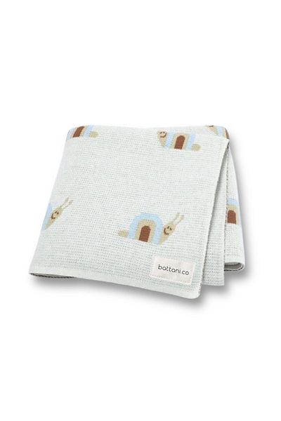 Battani.Co Knitwear Knitted Baby Blanket for Baby Girl and Boy Ecru Snail 85cm X85Cm