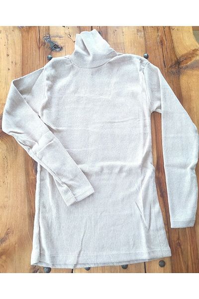 MLN SPORT Turtleneck Ribbed Lycra Knitwear Sweater - Cream