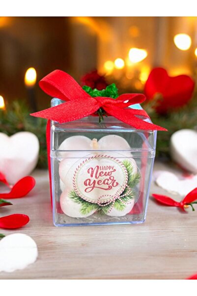 aralmini 10 Adet Yılbaşı Özel Tasarımlı  Kırmızı Konseptli Mika Kutu ve Bubbl...