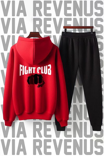 Vordevia Fight Club Printed Unisex Soft Fit Hooded Tracksuit Set