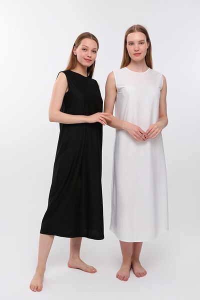 sehatex Rochie șir Căptușeală Lenjerie de corp Fustă de corp Negru Alb Set de 2