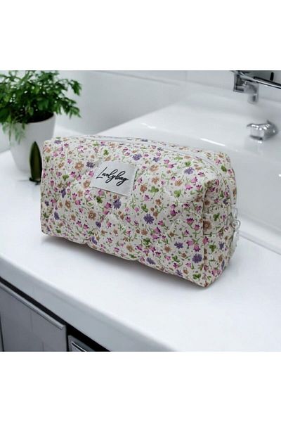 LOVELYBAG Μεγάλη τσάντα μακιγιάζ Biy Pink Floral