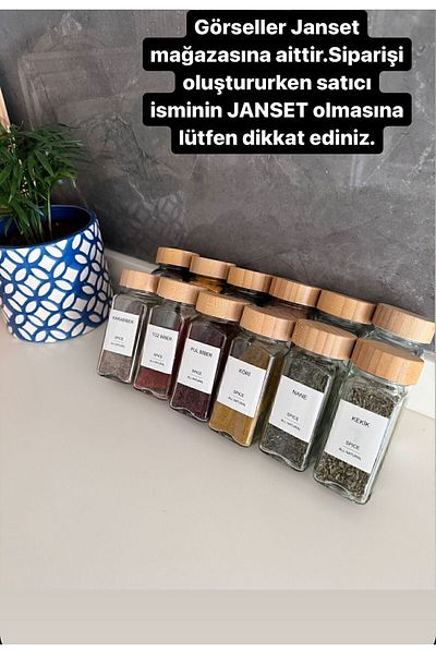 Janset 21 Pieces Glass Spice Rack Set with Bamboo Lid - Special Printing Label