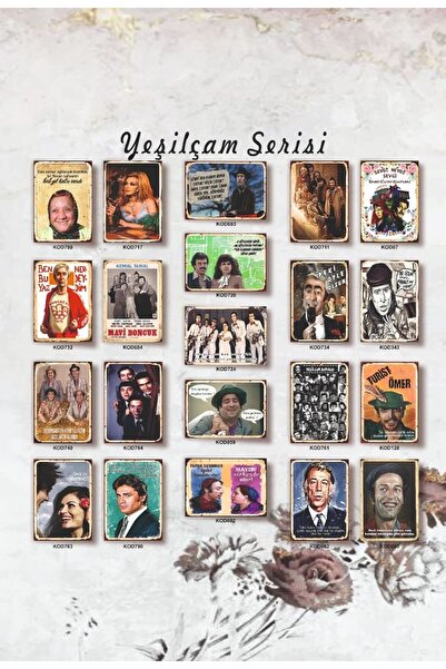 Genel Markalar Ahşap Poster Yeşilçam Seti 21 Li 20x30 cm