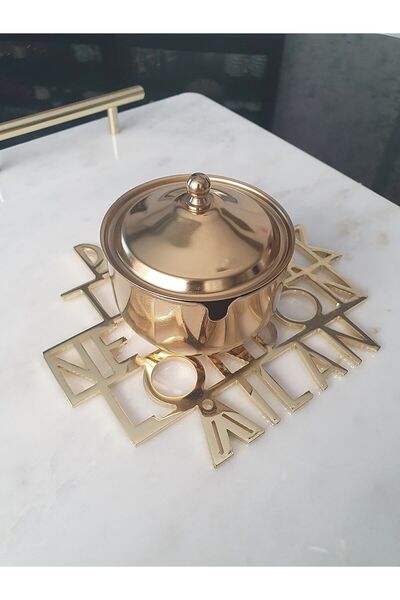 LOVYCO وعاء تقديم - غطاء ذهبي مع تفاصيل السكر والتوابل