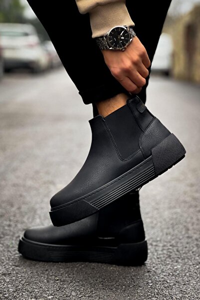 MELAMS SUTULYA Lastikli Bağcıksız Chester Chelsea Erkek Bot SIYAH CİLT - CHE