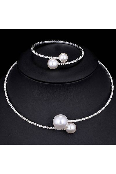 Perry Accesories Zircon Stone Waterway Necklace Set for Bride and Bracelet