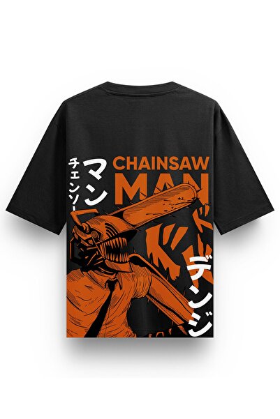 Freeyez Muška majica Chainsaw Man Denji V4 sa prednjim i zadnjim printom, pam...