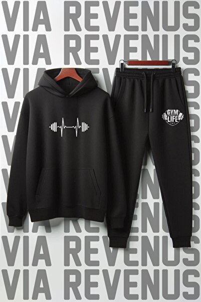 Vordevia Set de trening cu glugă, unisex, cu imprimeu Gym Life