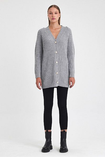 AYASOFYA OTANTIK Gray Knitwear Cardigan - Women'S, Button Closure