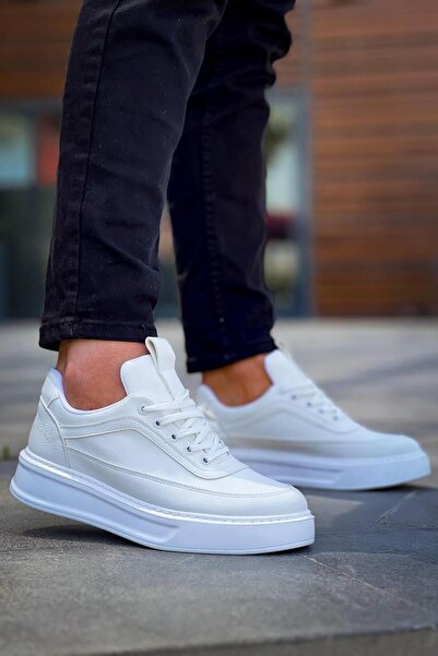 MELAMS BONN High-Platform Lace-Up Casual Sports Shoes for Men WHITE - KBC