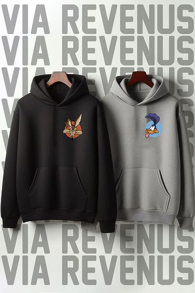 Vordevia Dear Oversize Combination Sweatshirt - Jackal and Road Runner Printed