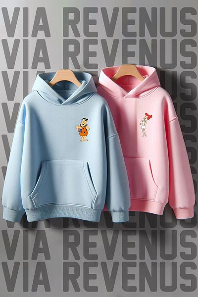 Vordevia Fred Wilma Oversize Lover Συνδυασμένο Φούτερ - Flintstone Printed