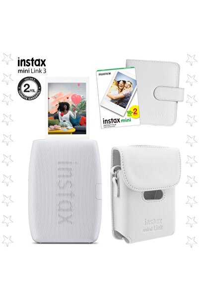Fujifilm Instax mini Link 3 Beyaz Akıllı Telefon Yazıcısı Beyaz Çanta Deri Al...