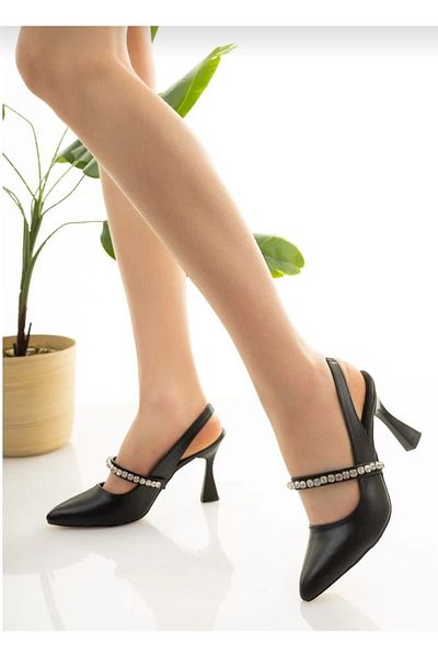 CANSUYILMAZ Satin Black Heeled Shoes